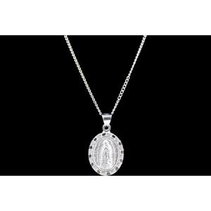 Our Lady of Guadalupe Pendant with Necklace .925 Sterling Silver Chain NEW